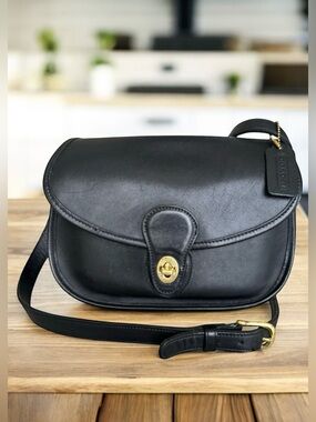 Coach Vintage Leather Prairie Shoulder Bag Messenger Flap Black Crossbody 9954